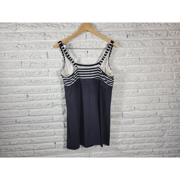 Lands End Womens Swim Top 16 Black Stripe Adjustable Wide Strap STR123E - Picture 5 of 8